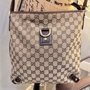 GUCCI Brown GG Canvas Crossbody Bag
